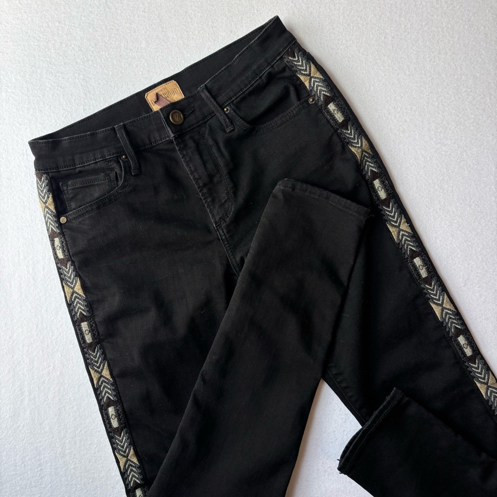 Driftwood Jackie Jeans Womens Size 26 Black Aztec Bohemian Skinny Stretch